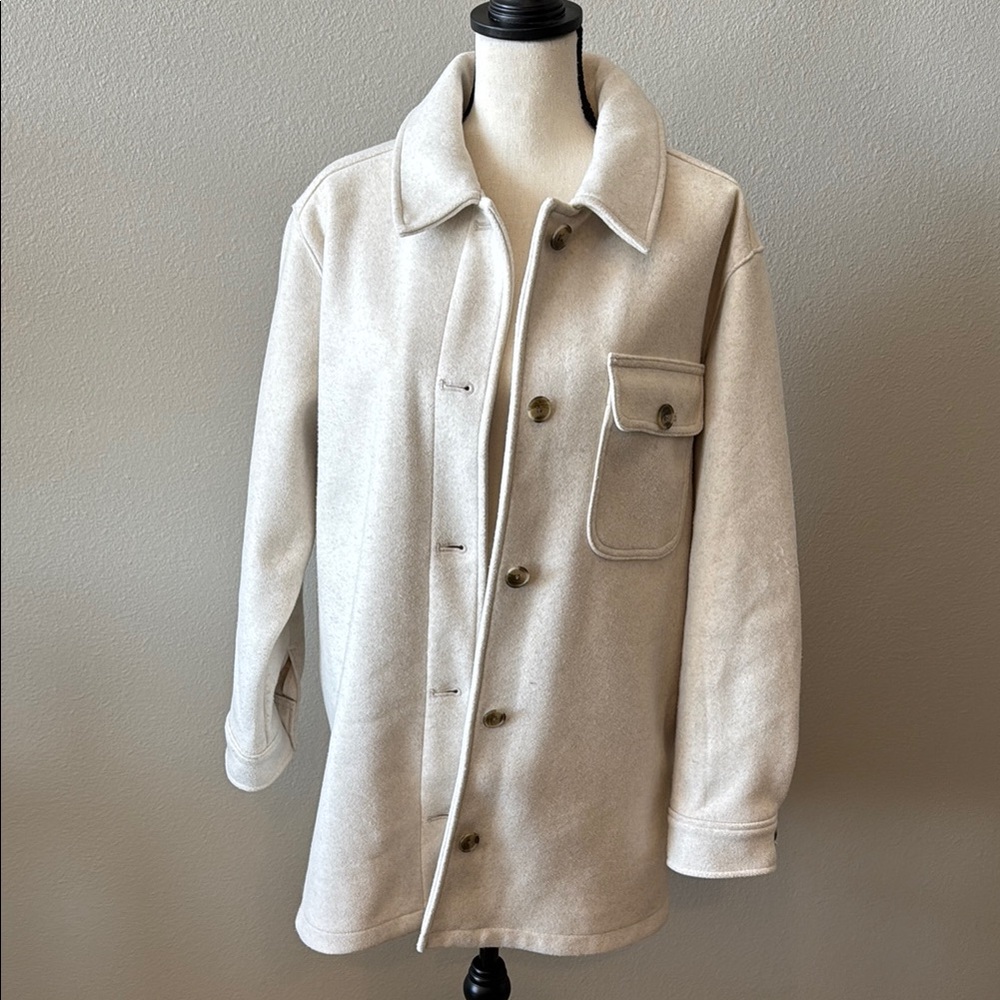 Cream Lightweight Shirt Jacket with Oversized Fit